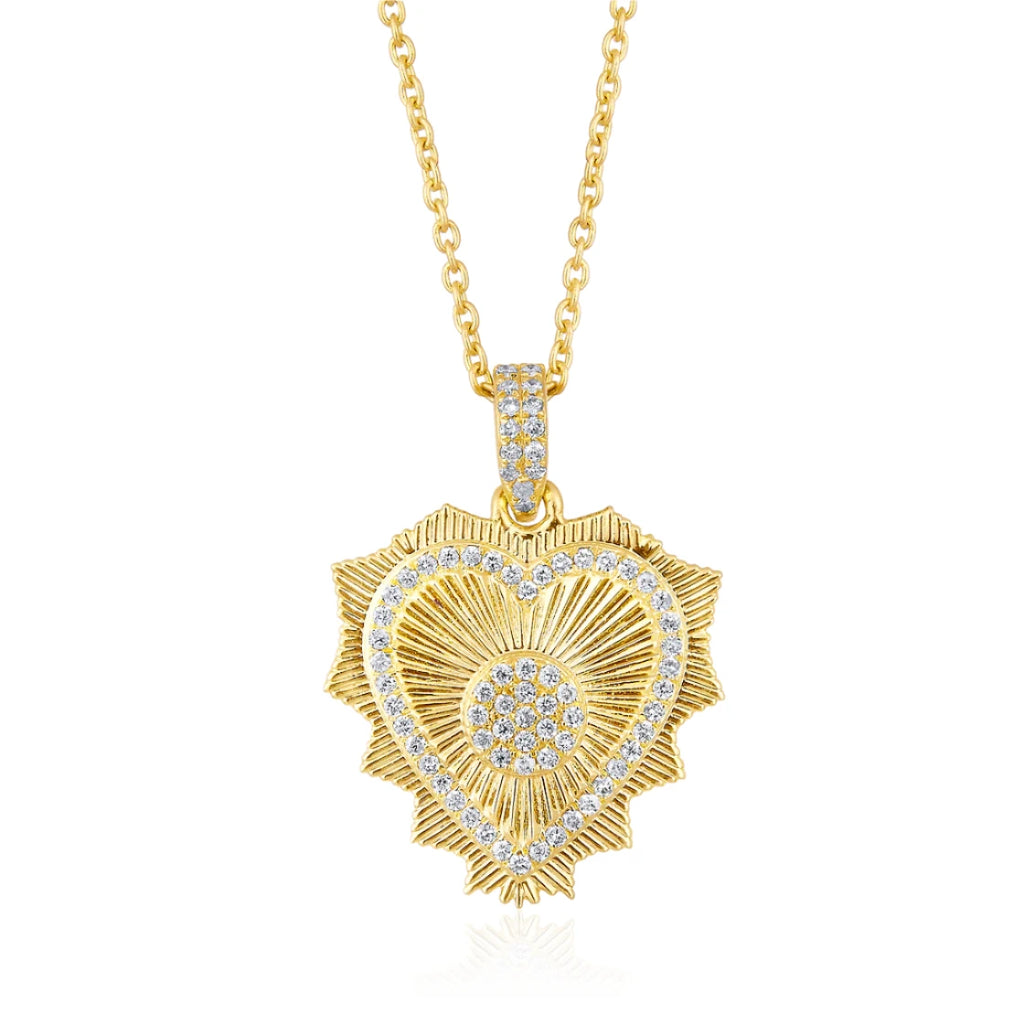 Diamond Starburst Heart Charm Necklace