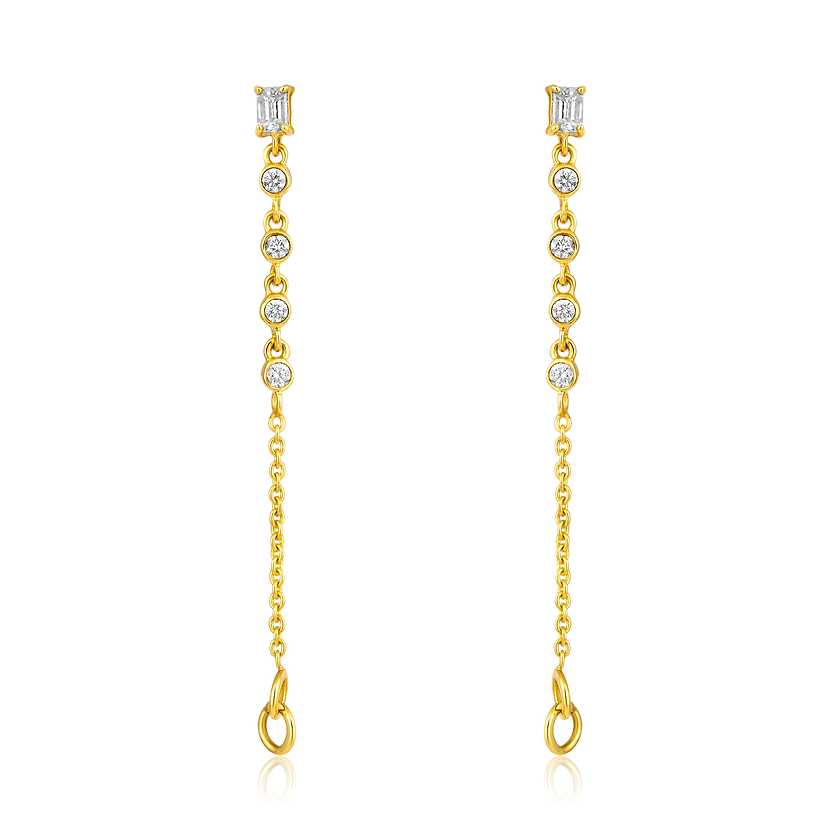 Diamond 2-in-1 Baguette Chain Earrings