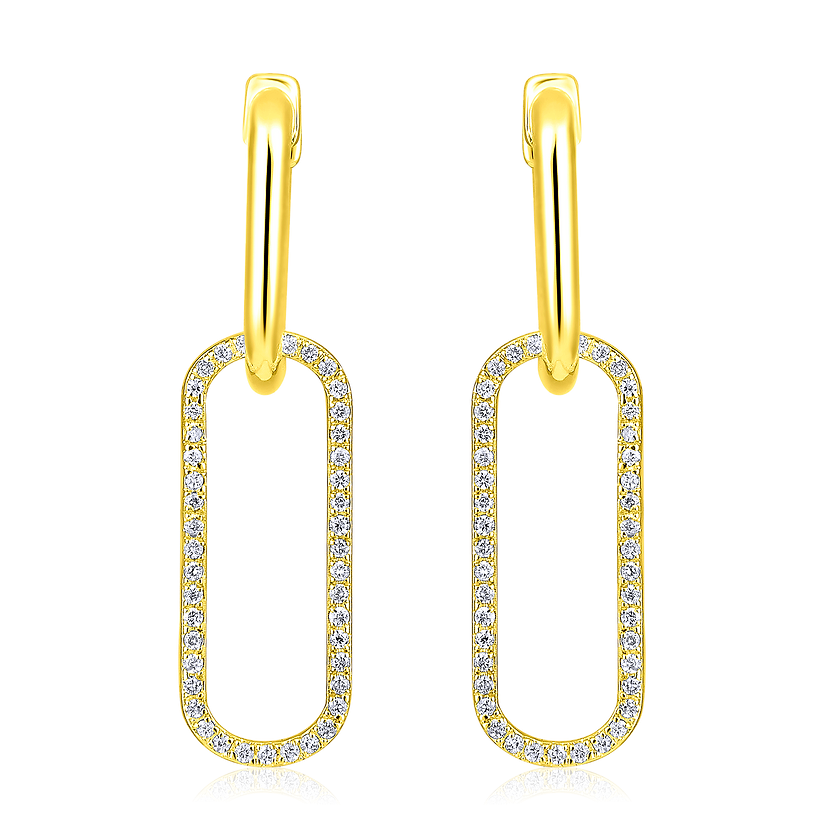 Diamond Paperclip Hoop Dangles