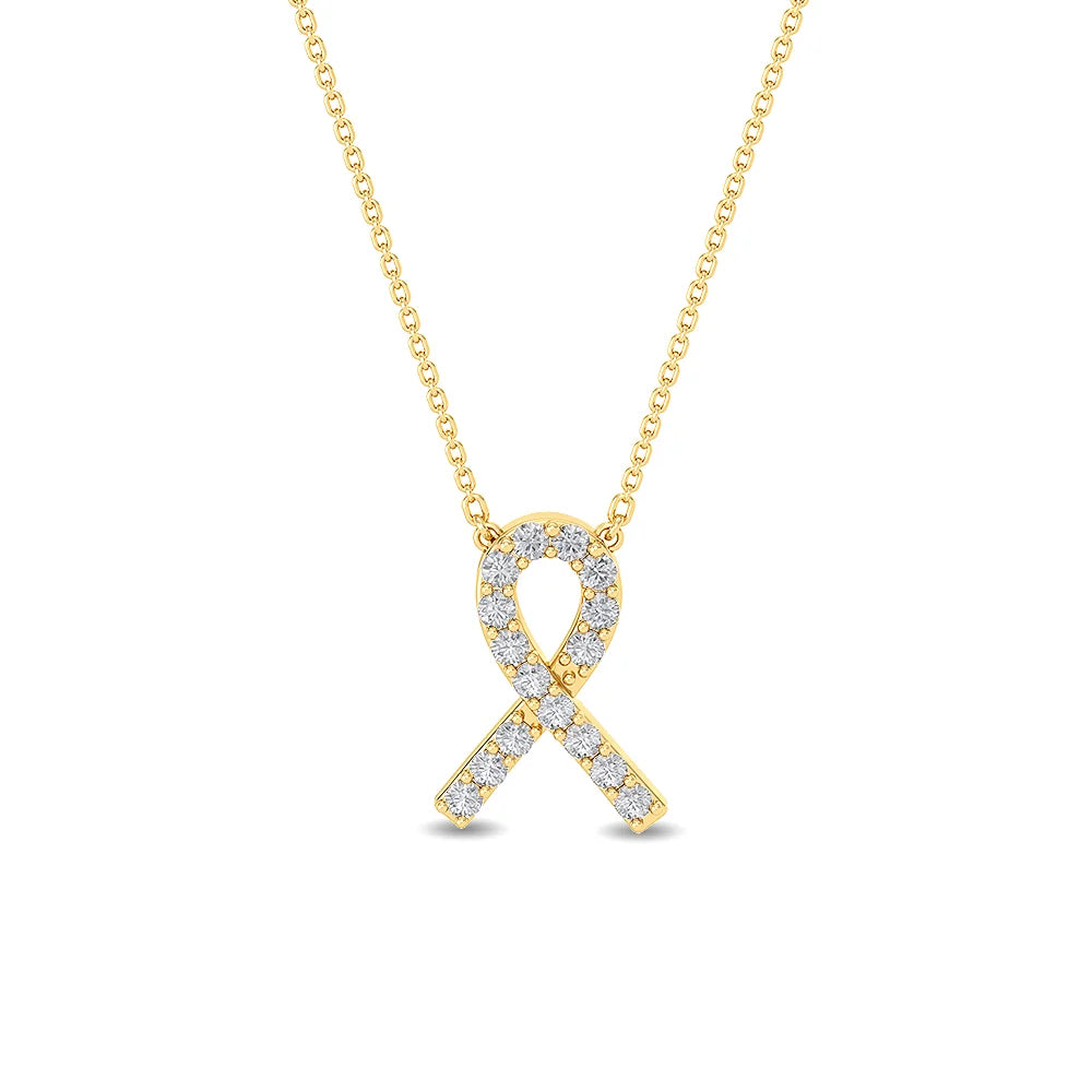 Diamond Cancer Ribbon Necklace