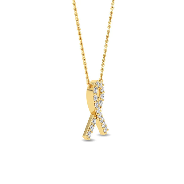 Diamond Cancer Ribbon Necklace