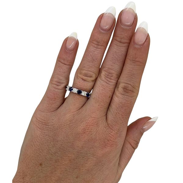 Lab-Grown Alternating Diamond & Blue Sapphire Band