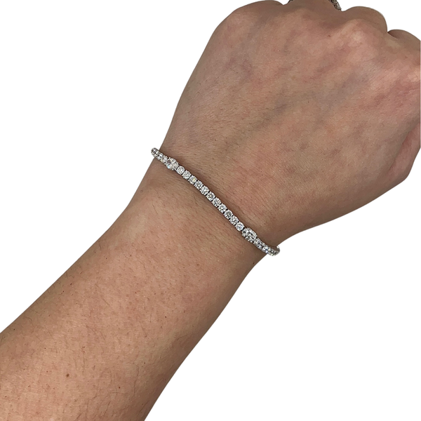 Lab-Grown Oval Accented Round Tennis Bracelet