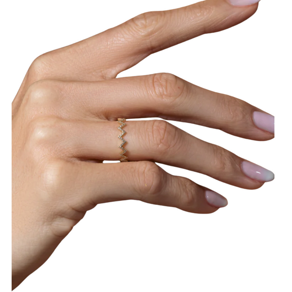 Dainty Pave Chevron Ring
