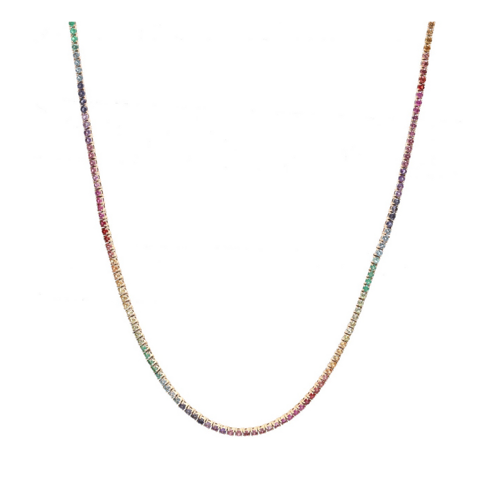 Rainbow Sapphire Tennis Necklace