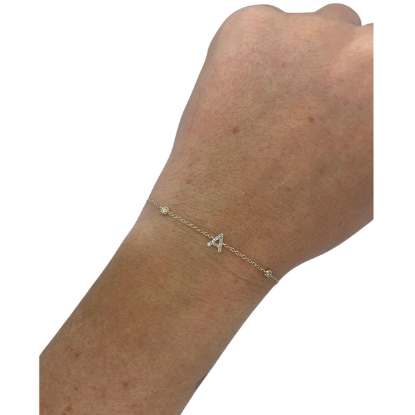 Dainty Diamond Initial Chain Bracelet