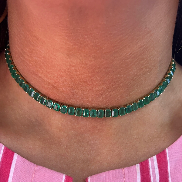 Halfway Tennis Emerald Choker Necklace