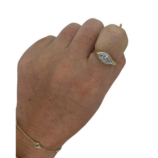 Lab-Grown E/W Bezel Marquise Ring