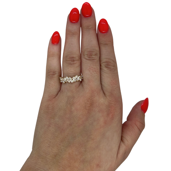 Lab-Grown Offset Fancy Shape & Round Accented Band