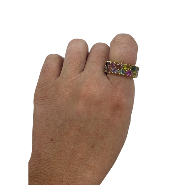 Multi-Color Sapphire Heart Eternity Band
