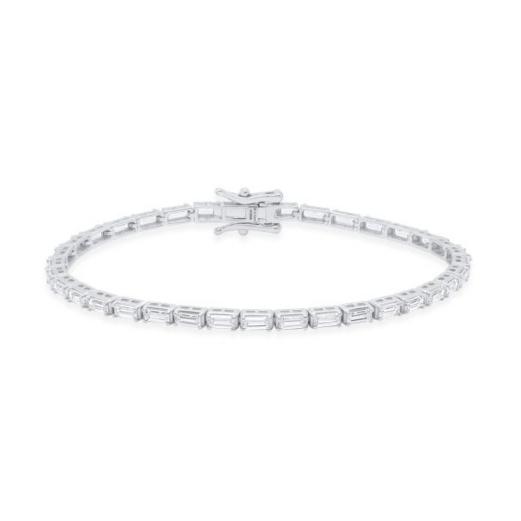 Lab-Grown E/W 6ctw Emerald Cut Tennis Bracelet