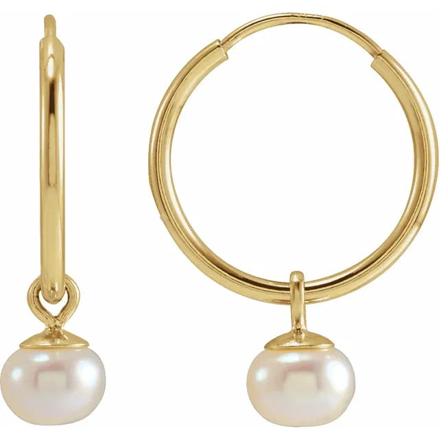 Freshwater Pearl Hoop Earrings