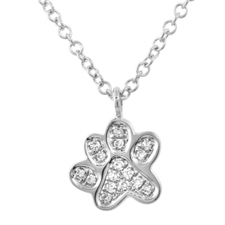 Diamond Dog Paw-Print Necklace