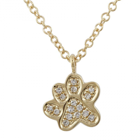Diamond Dog Paw-Print Necklace