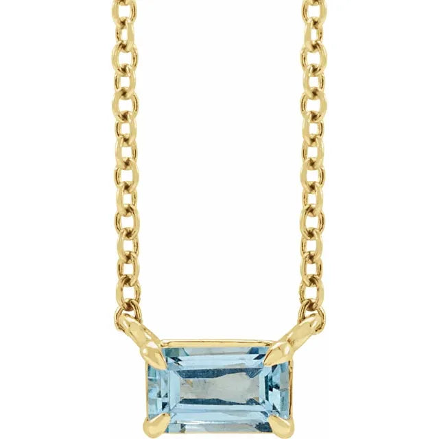 Natural Emerald Cut Gemstone Necklace