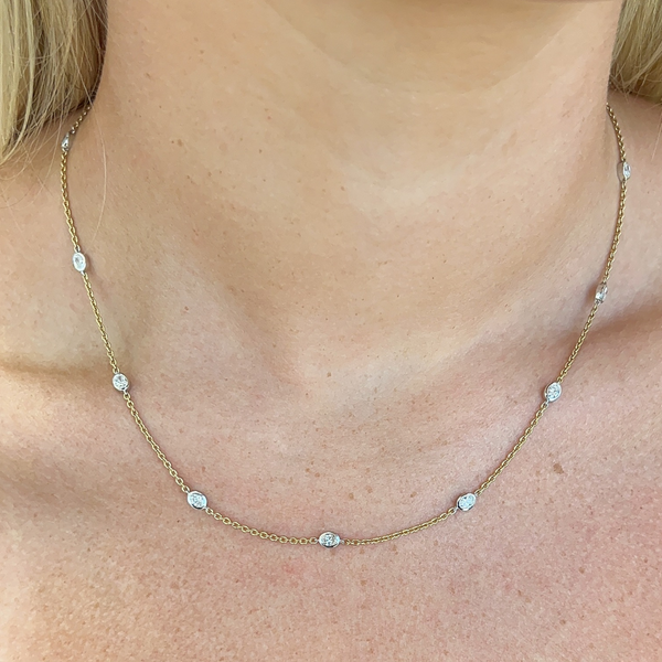 Lab-Grown Oval Bezel Station Necklace