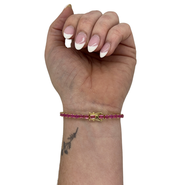 East/West Pink Sapphire Tennis Bracelet