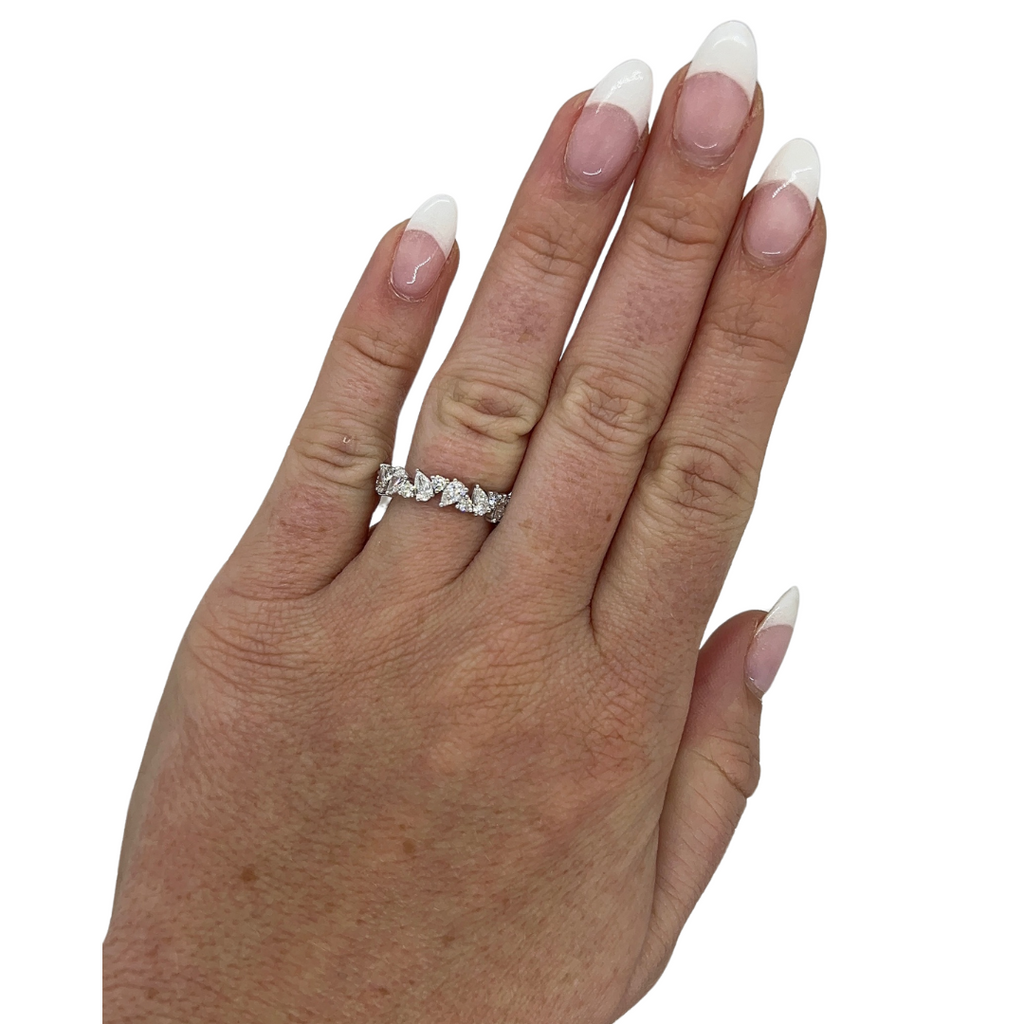 Lab-Grown Offset Pear & Round Eternity Band