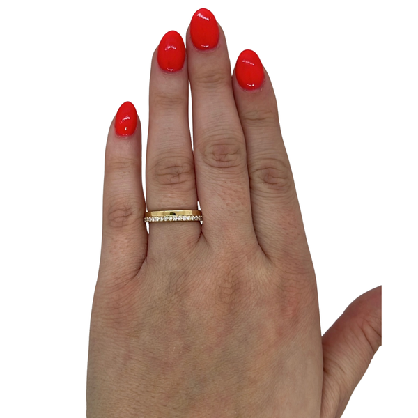 Lab-Grown Double Row Diamond & Gold Band