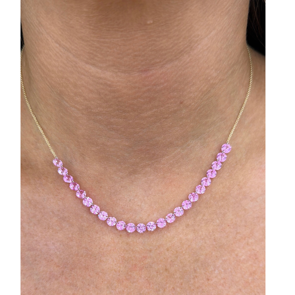 Lab-Grown Drilled Pink Sapphire Necklace