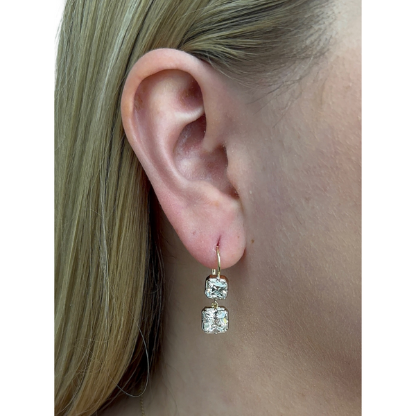 Lab-Grown Old Mine Asscher Dangle Earrings