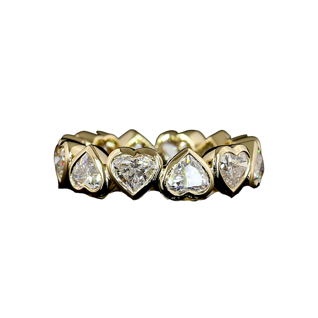 Lab-Grown Bezel Heart Eternity Band
