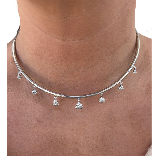Lab-Grown Bezel Dangle Trillion Collar Choker
