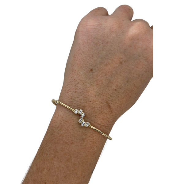 Beaded Bezel Baguette Flexible Bangle