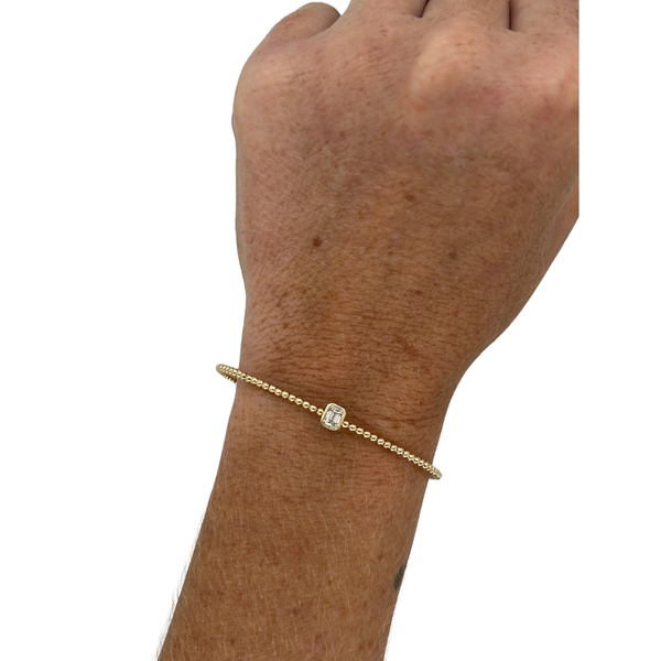 Beaded Bezel Emerald Flexible Bangle
