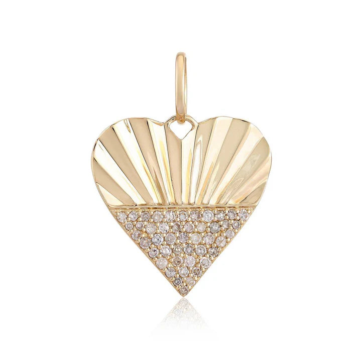 Fluted Diamond Heart Charm