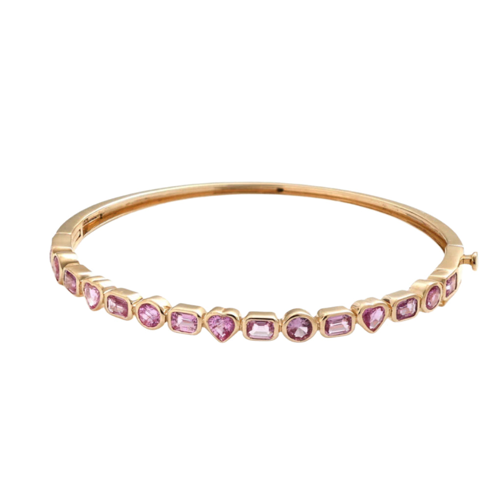 Bezel Pink Sapphire Multi-Shape Bangle