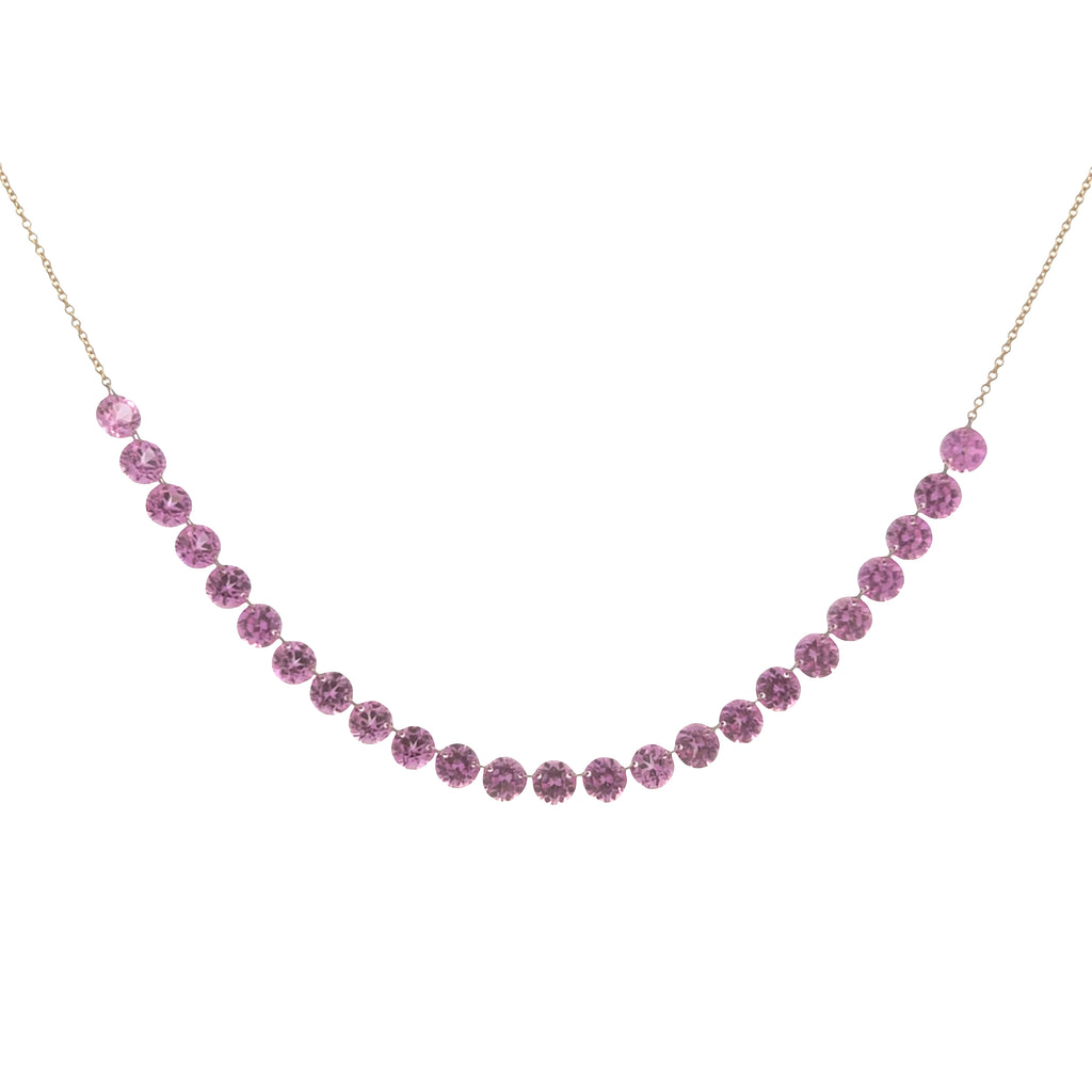 Lab-Grown Drilled Pink Sapphire Necklace