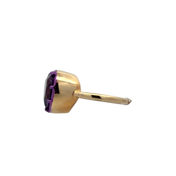 Purple Rhodium & Amethyst Heart Pinky Ring