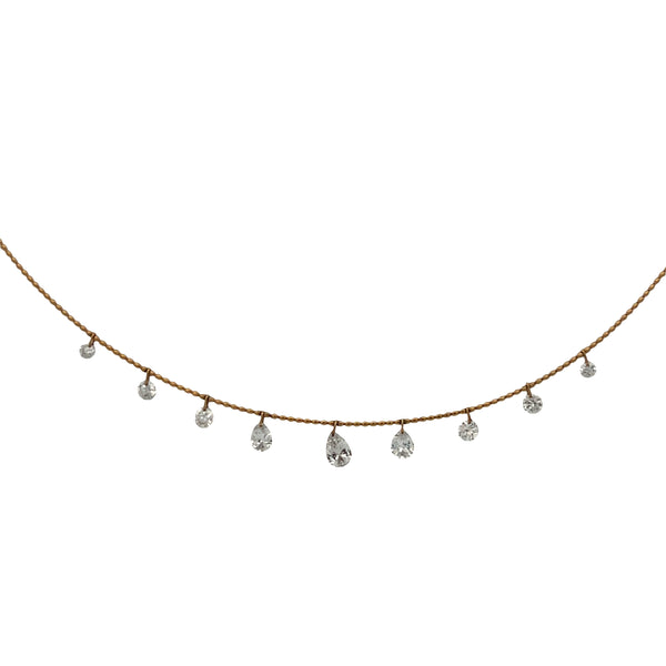 Lab-Grown Drilled Pear & Round Dangle Choker
