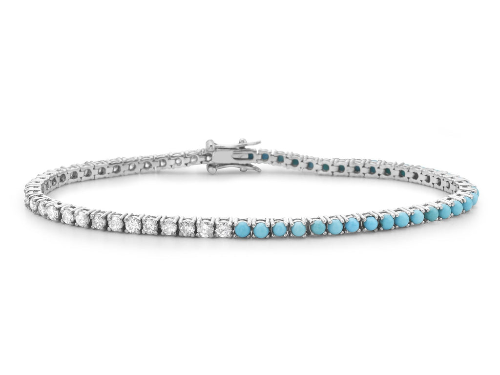 Half & Half Turquoise/Diamond Tennis Bracelet