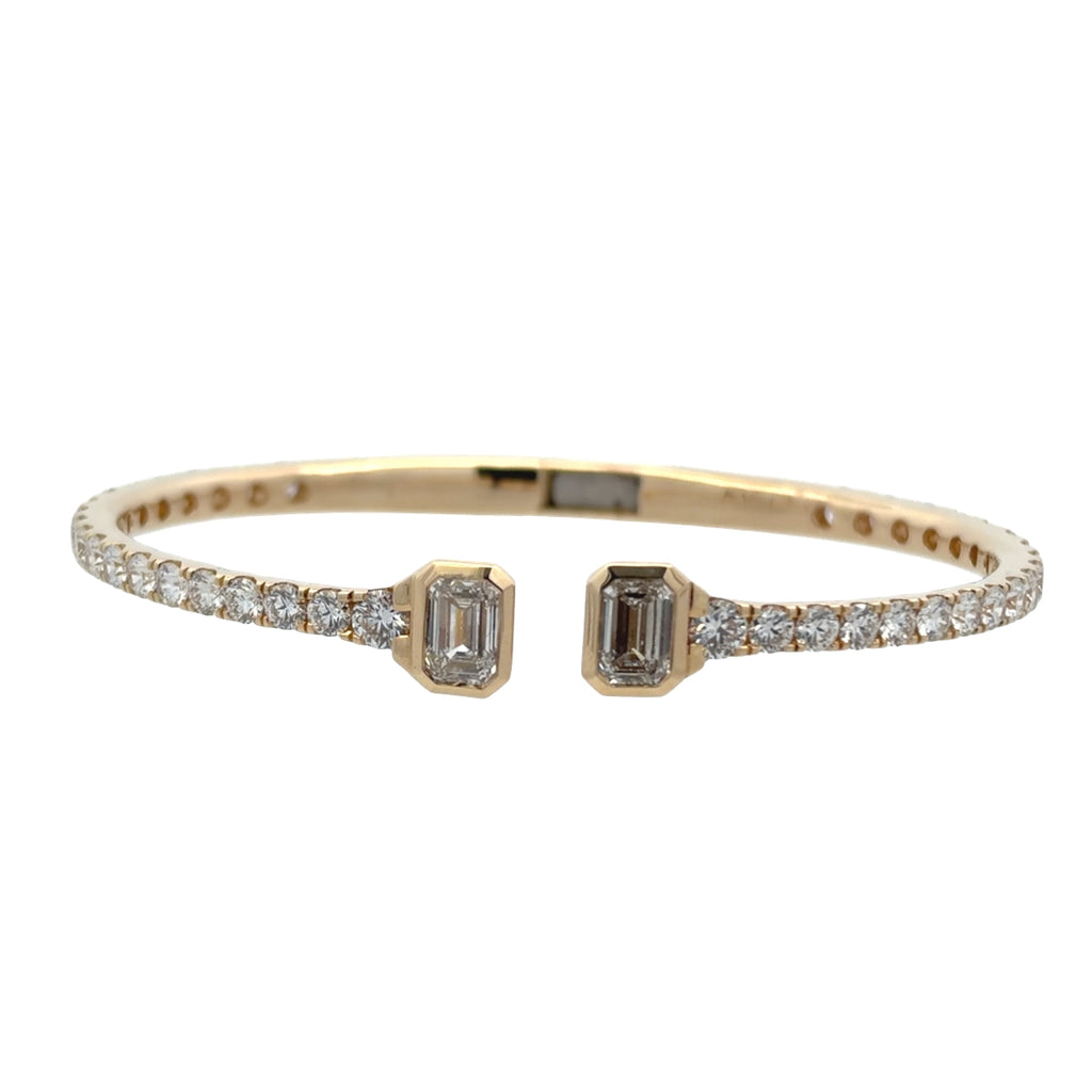 Lab-Grown Bezel Emerald Cut Diamond Pavé Cuff