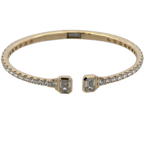 Lab-Grown Bezel Emerald Cut Diamond Pavé Cuff