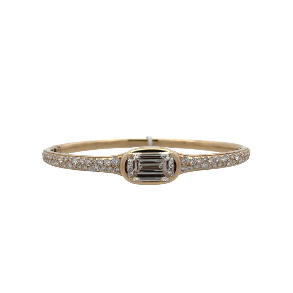 Lab-Grown E/W Emerald Cut & Pavé Diamond Bangle
