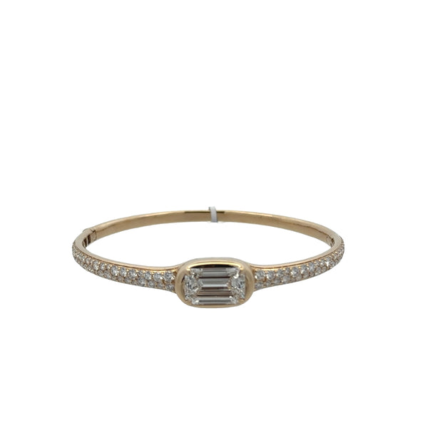 Lab-Grown E/W Emerald Cut & Pavé Diamond Bangle
