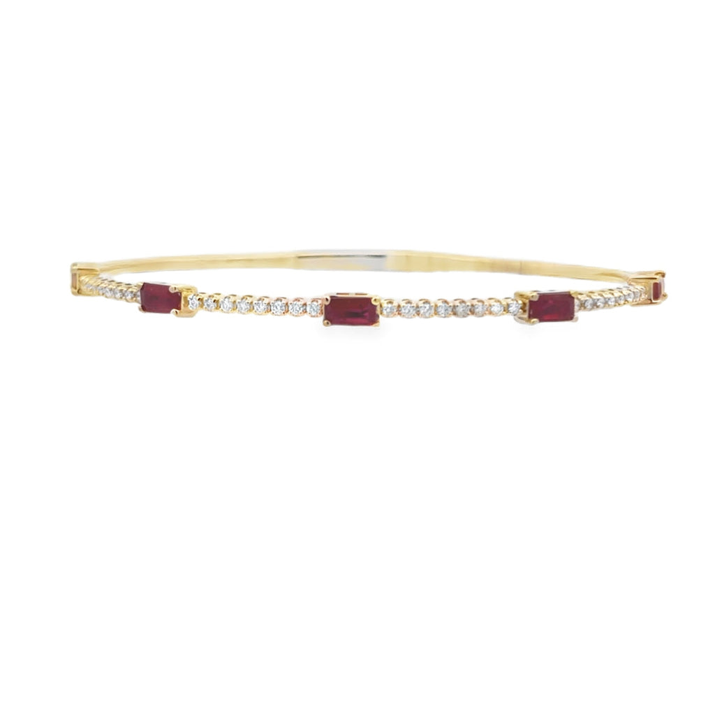 Emerald Cut Ruby & Diamond Tennis Flexi Bangle
