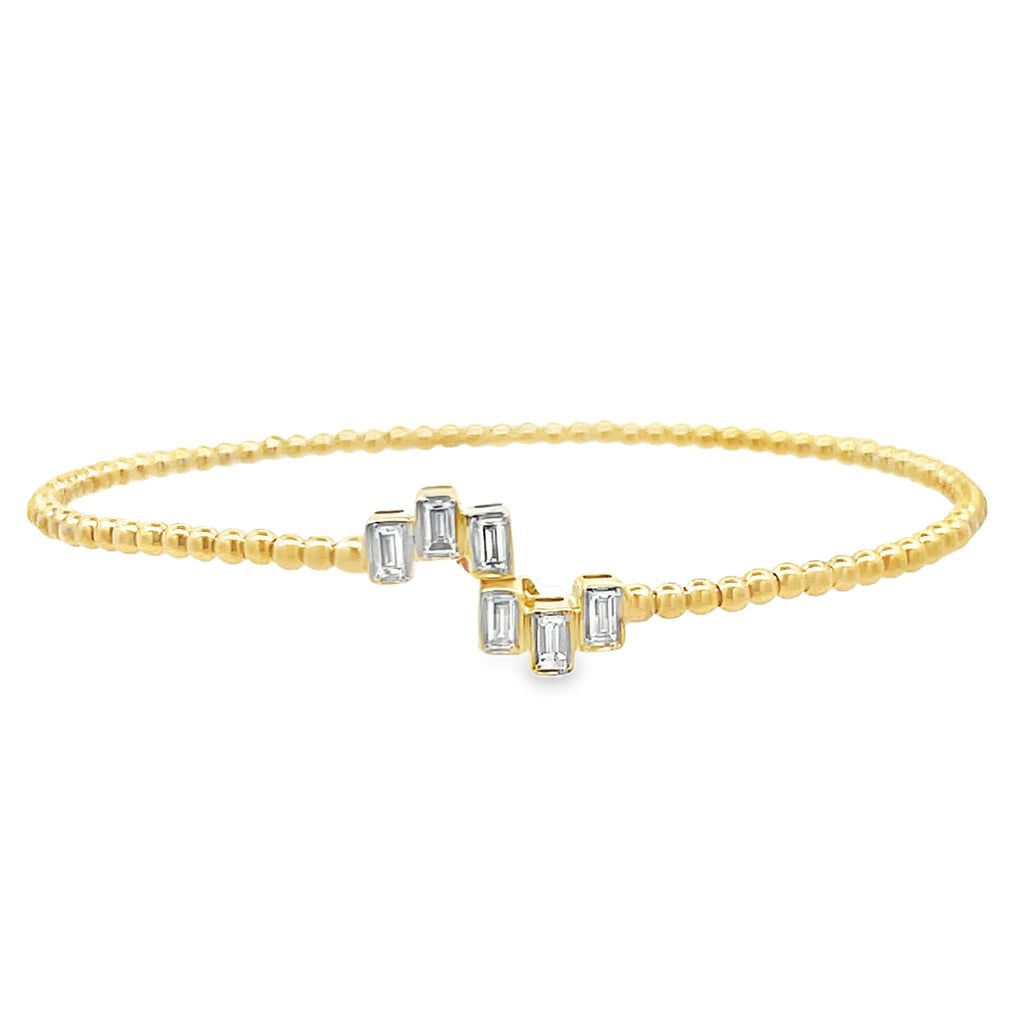 Beaded Bezel Baguette Flexible Bangle