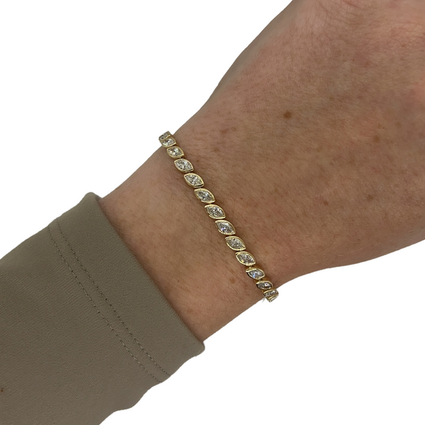 Lab-Grown Bezel Set Marquise Tennis Bracelet