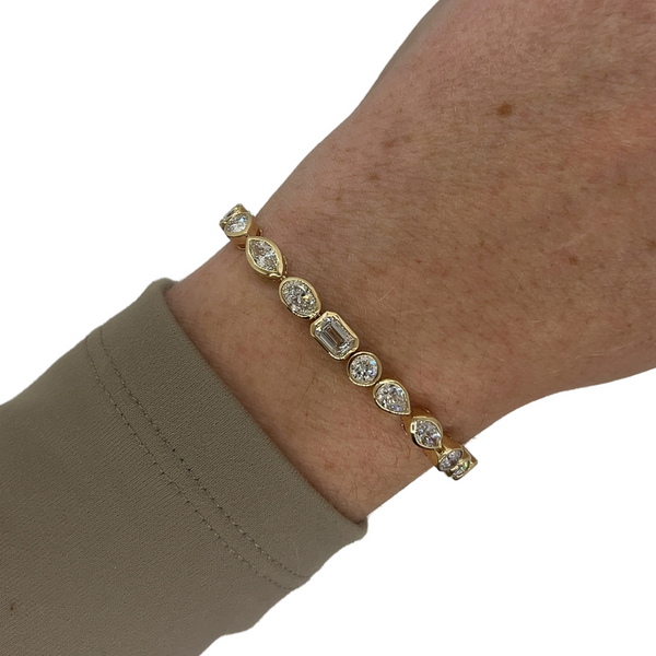 Lab-Grown Bezel Set Multi-Shape Tennis Bracelet