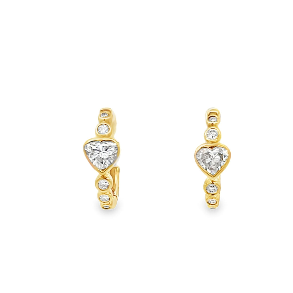 Lab-Grown Bezel Round & Heart Huggies