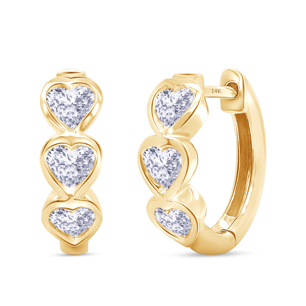 Lab-Grown Bezel Heart Huggies