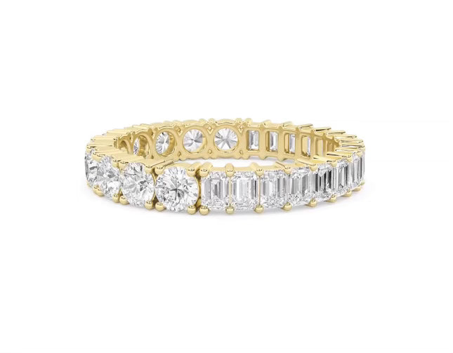 Lab-Grown Round/Emerald Diamond Eternity Band