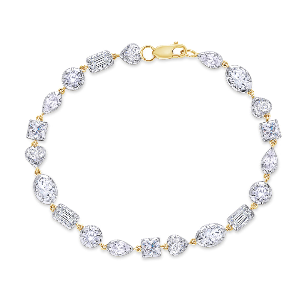 Lab-Grown Mix-Shape Georgian Tennis Bracelet