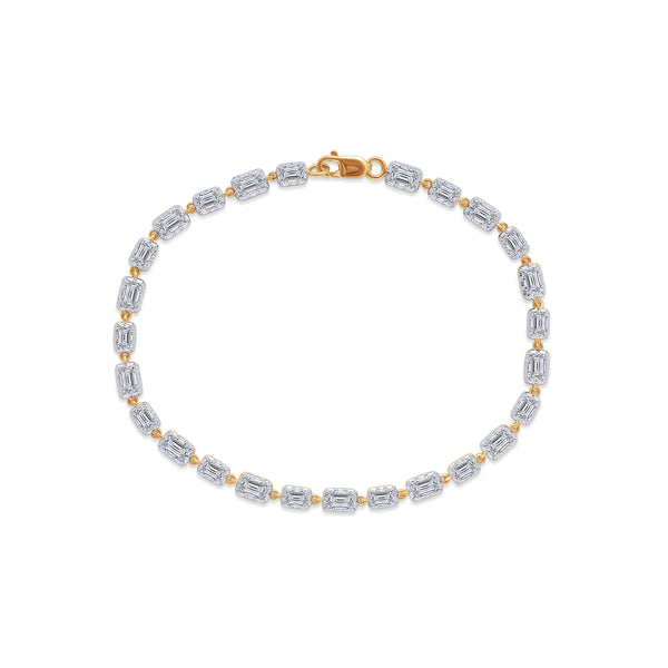 Lab-Grown Emerald Cut Georgian Tennis Bracelet