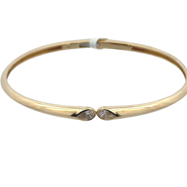 Bezel Pear Diamond Hinged Bangle