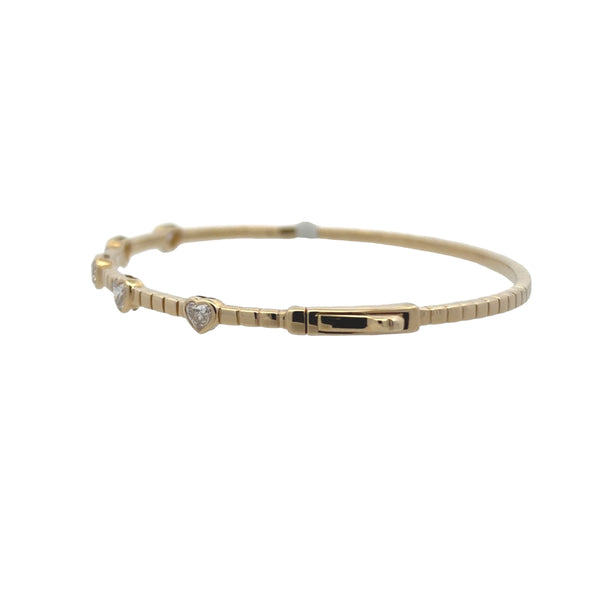 Bezel Heart Diamond Fluted Bangle